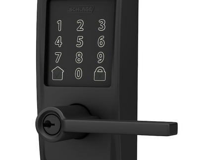Schlage Encode Lever Century-Latitude Matte Black Smart Wi-Fi and Bluetooth Touchscreen Keypad Electronic Handle Lock