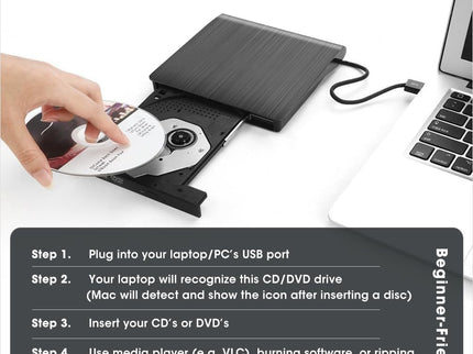 ROOFULL External CD DVD Drive for Laptop