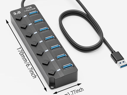 USB 3.0 Hub, PANPEO 7-Port USB Data Hub