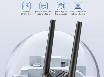 USB WiFi 6 Adapter with Bluetooth 5.4 Dual Band 2.4/5GHz