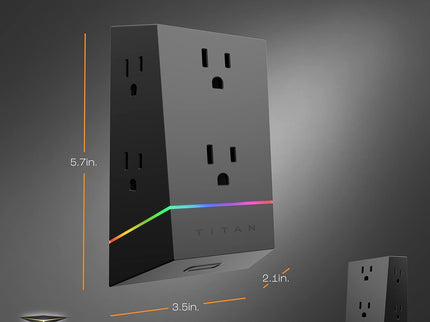 Titan 6-Outlet Surge Protector, LED Light Strip with Full Spectrum Color-Select