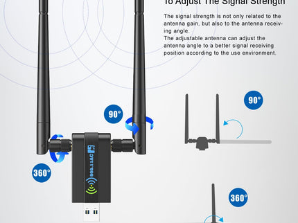 Wireless USB WiFi Adapter for PC: 1300Mbps 5G/2.4G