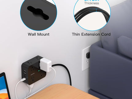 Power Strip Surge Protector, HANYCONY 5Ft Ultra Thin