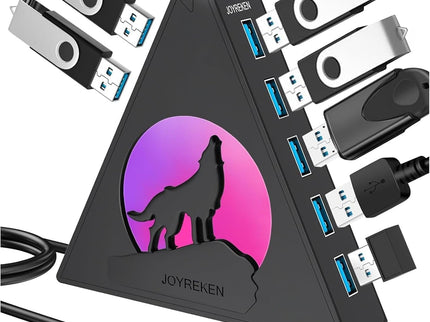 7-Port USB 3.0 Hub, Vertical USB Hub Splitter with RGB Lighting