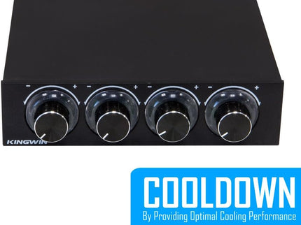 Kingwin 4-Channel Fan Controller – LED Display, 3.5" Bay, Independent Knob Control, Easy Setup