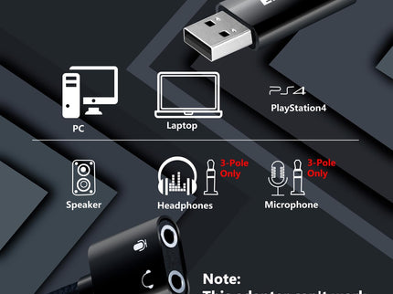 ENVEL USB to 3.5mm Audio Adapter,External Stereo Sound Card