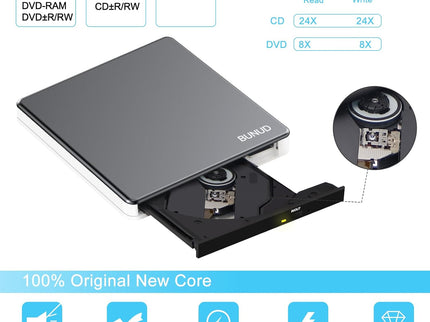 External DVD Drive, USB C Superdrive for Apple USB 3.0
