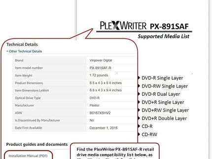 Digital Plextor PlexWriter PX-891SAF-R 24X SATA DVD +