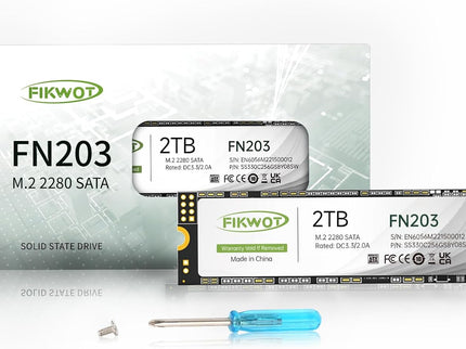 FN203 M.2 SATA SSD - SLC Cache 3D NAND TLC SATA III 6Gb/s M.2 2280 NGFF Internal Solid State Drive, Up to 550MB/s, Compatible with Ultrabooks, Tablet Computers and Mini PCs (2TB)