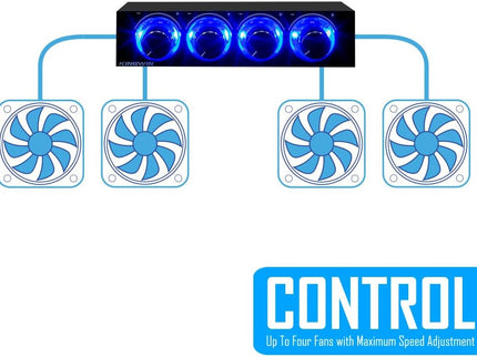 Kingwin 4-Channel Fan Controller – LED Display, 3.5" Bay, Independent Knob Control, Easy Setup