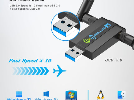 Wireless USB WiFi Adapter for PC: 1300Mbps 5G/2.4G