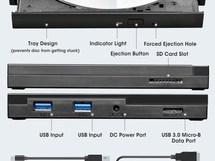 ROOFULL External CD DVD Drive