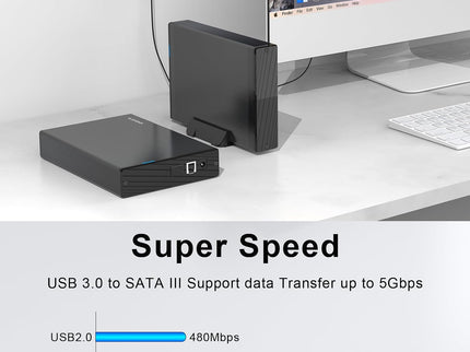 GODO USB 3.0 to 3.5 Inch Hard Drive Enclosure, Vertical External Hard Drive