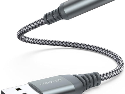 USB to 3.5mm Audio Jack Adapter, External Sound Card Converter Compatible with Headset, PC, Laptop, Mac, Desktops, Linux, PS4 and More Devices (Grey)