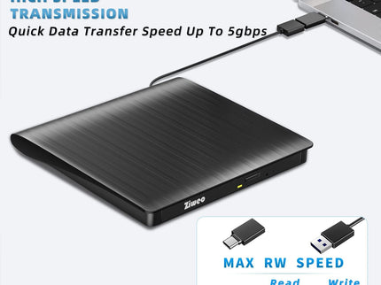 External DVD Drive USB 3.0 Type-C CD Burner Portable