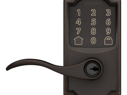 Schlage Encode Lever Camelot-Accent Aged Bronze Smart Wi-Fi and Bluetooth Touchscreen Keypad Electronic Handle Lock