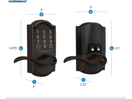 Schlage Encode Lever Camelot-Accent Aged Bronze Smart Wi-Fi and Bluetooth Touchscreen Keypad Electronic Handle Lock