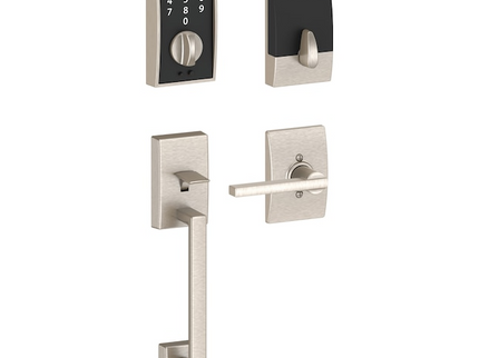 Schlage Touch Century-Latitude Satin Nickel Touchscreen Keypad Electronic Deadbolt and Handle Lock