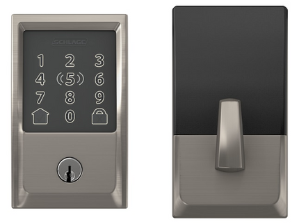 Schlage Encode Plus Century Satin Nickel Smart Wi-Fi and Bluetooth Touchscreen Keypad Electronic Deadbolt Lock