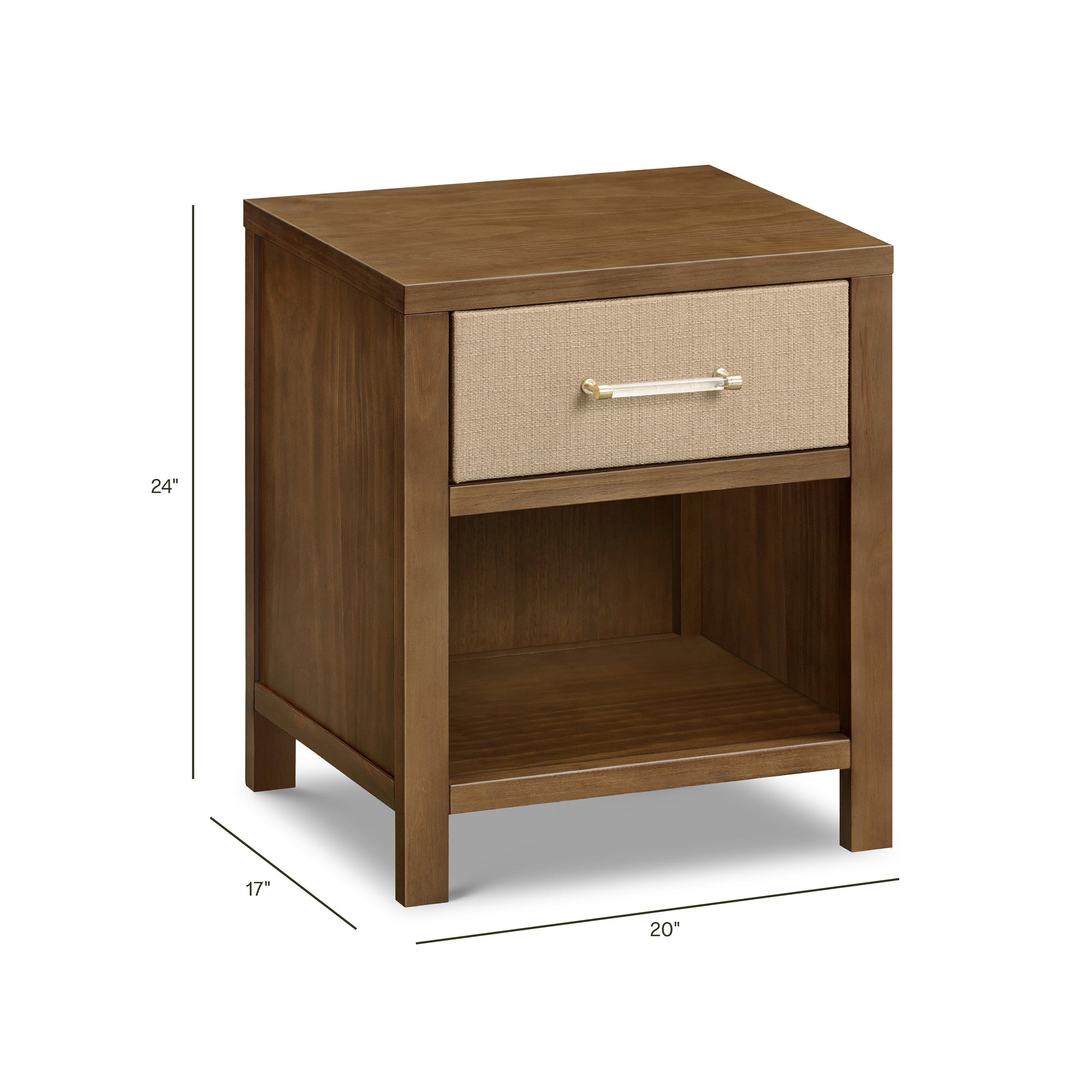 M24860NLPSEW,Namesake,Eloise Nightstand Assembled in Natural Walnut & Performance Sand Eco-Weave