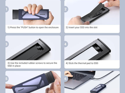 UGREEN SSD Enclosure, Tool-Free USB C External