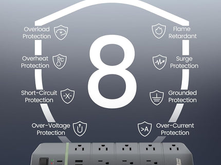 Power Strip,SUPERDANNY 5000 Joules Surge Protector