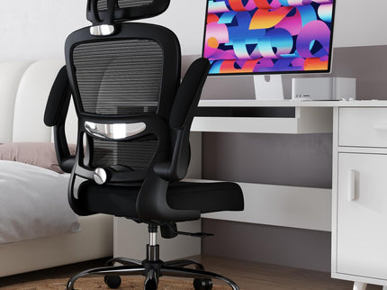 TRALT Ergonomic Office Chair – Mesh, High Back, Wheels – Black