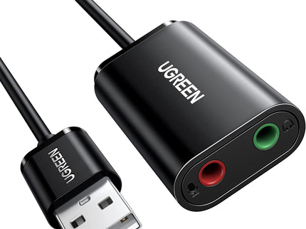 UGREEN USB to Audio Jack Sound Card Adapter with Dual TRS 3-Pole 3.5mm Headphone and Microphone USB to Aux 3.5mm External Audio Converter for Windows Mac Linux PC Laptops Desktops PS5 Switch 2