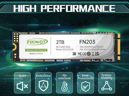 FN203 M.2 SATA SSD - SLC Cache 3D NAND TLC SATA III 6Gb/s M.2 2280 NGFF Internal Solid State Drive, Up to 550MB/s, Compatible with Ultrabooks, Tablet Computers and Mini PCs (2TB)