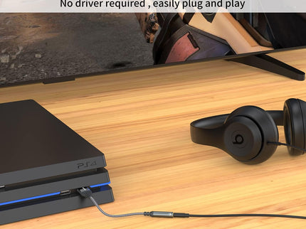 USB to 3.5mm Audio Jack Adapter, External Sound Card Converter Compatible with Headset, PC, Laptop, Mac, Desktops, Linux, PS4 and More Devices (Grey)