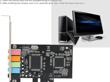 ASHATA PCIe Sound Card, 5.1 Internal Sound Card for PC 7 /Vista/XP 32/64 bit with Low Bracket, 3D Stereo PCI e Audio Card