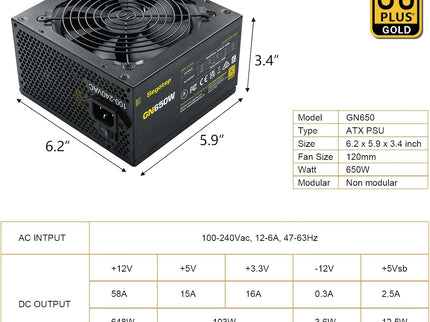 Segotep 650W 80 Plus Gold Certified