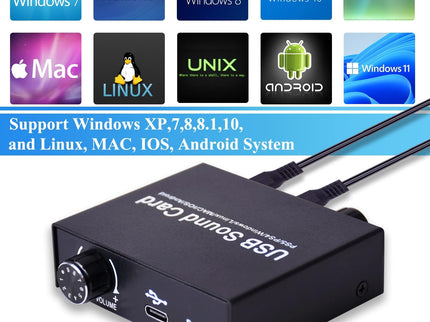 External Sound Card, Tendak USB Audio Adapter with Volume Output and Bass Adjustment, Stereo Sound Card with 3.5mm Microphone Port for Windows/Linux/MAC/iOS/Android System, PS5, Laptops, Desktops