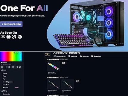 Airgoo 16-Port ARGB Controller – SATA Powered Lighting Hub, SignalRGB/OpenRGB Software, AG-DRGB16