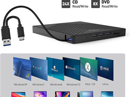 External CD DVD Drive, Ultra Slim CD Burner USB 3.0