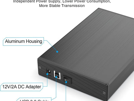 GODO USB 3.0 to 3.5 Inch Hard Drive Enclosure, Vertical External Hard Drive