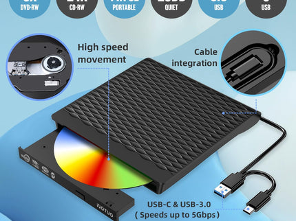 External DVD Drive, Portable USB 3.0
