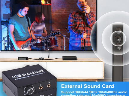 External Sound Card, Tendak USB Audio Adapter with Volume Output and Bass Adjustment, Stereo Sound Card with 3.5mm Microphone Port for Windows/Linux/MAC/iOS/Android System, PS5, Laptops, Desktops