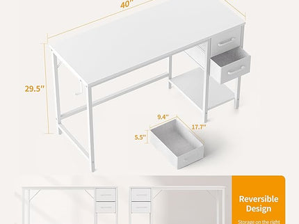 CubiCubi Computer Desk with 2 Drawers