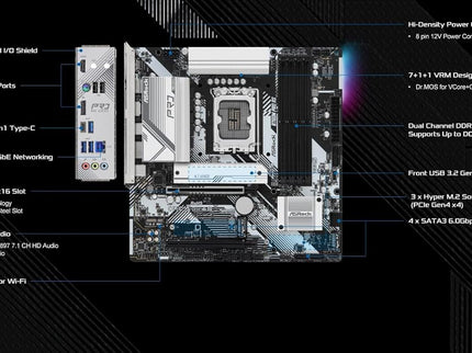 ASRock B760M Pro RS Motherboard DDR5 7200MHz HDMI