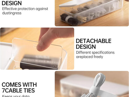 2-Pc Cable Organizer Storage Box with 14 Wire Ties