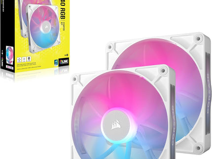 Corsair iCUE Link RX140 RGB 140mm PWM Fans, Dual Pack, Magnetic Dome, White