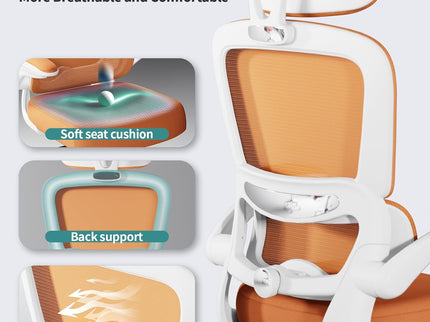 TRALT Ergonomic Office Chair – Mesh, High Back, Wheels – Orange