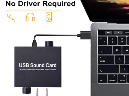 External Sound Card, Tendak USB Audio Adapter with Volume Output and Bass Adjustment, Stereo Sound Card with 3.5mm Microphone Port for Windows/Linux/MAC/iOS/Android System, PS5, Laptops, Desktops