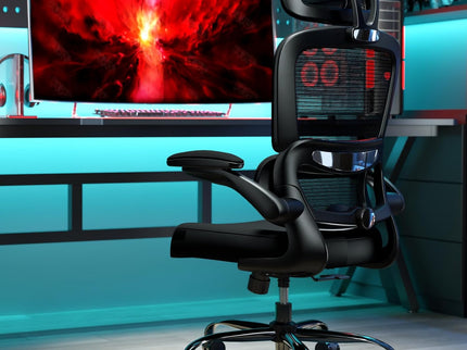 TRALT Ergonomic Office Chair – Mesh, High Back, Wheels – Black