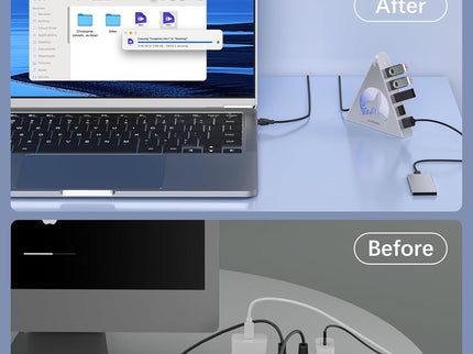 7 Port USB Hub, JoyReken USB 3.0 Hub with 2 FT Long Cable, Vertical USB Extension Hub for Laptop, MacBook,Xbox,PS4/5, Flash Drive, XPS, PC, Flash Drive, Game Console, Printer, Keyborad, Mouse (Silver)