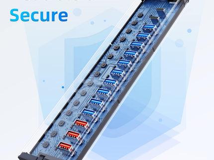 Powered USB Hub 10Gbps, 17 Ports 96W USB 3.2 Hub