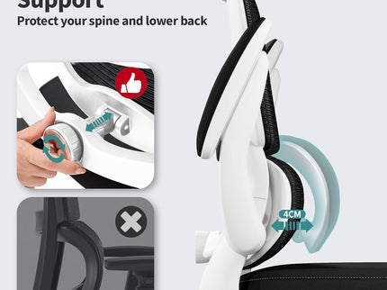 TRALT Ergonomic Office Chair – Mesh, High Back, Wheels – Black & White