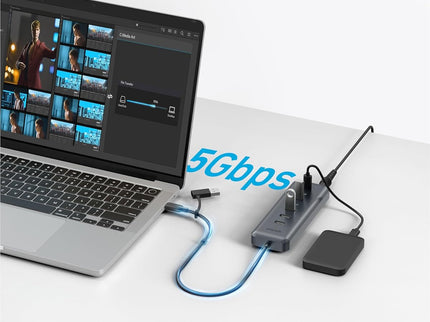 Anker USB C Hub, 8-in-1 5Gbps Data Hub, USB Splitter with 3 USBA and 4 USBC Ports, 100W PD-in, 2-in-1 USB-Connector, for Laptop, MacBook, iPad and More (45W Adapter Included)