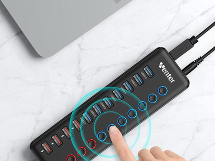 Powered USB 3.0 Hub, Winter 11-Port Hub Splitter